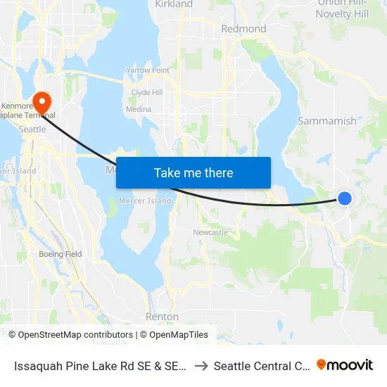 Issaquah Pine Lake Rd SE & SE 47th Way to Seattle Central College map