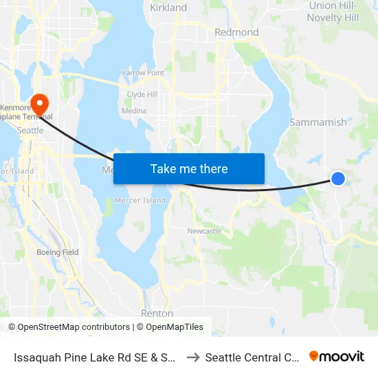 Issaquah Pine Lake Rd SE & SE 37th Pl to Seattle Central College map