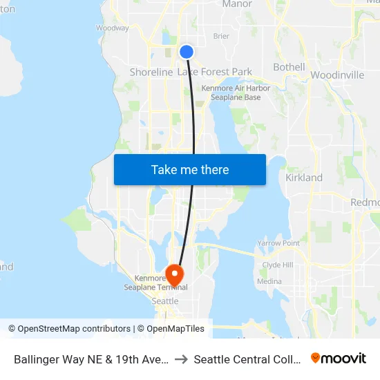 Ballinger Way NE & 19th Ave NE to Seattle Central College map
