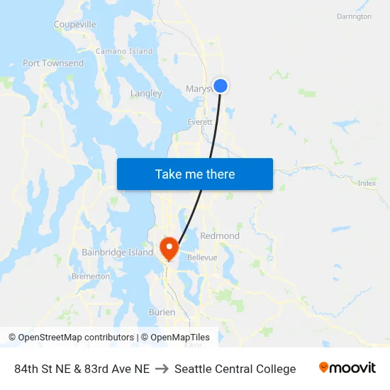 84th St NE & 83rd Ave NE to Seattle Central College map