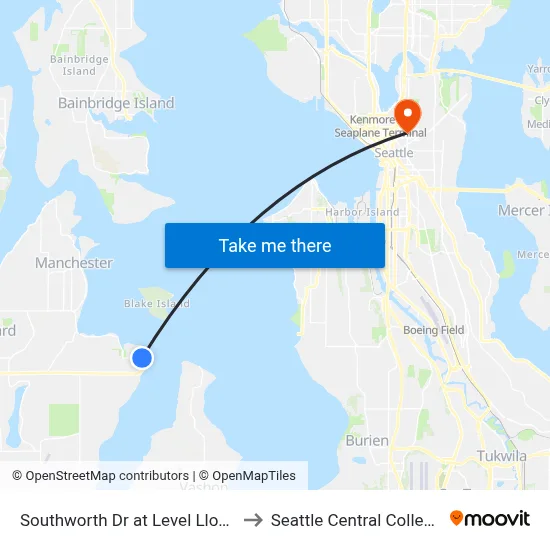 Southworth Dr at Level Lloyd to Seattle Central College map
