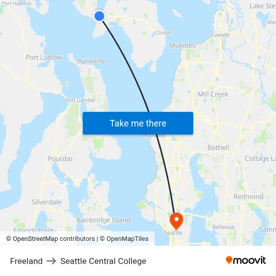 Freeland to Seattle Central College map
