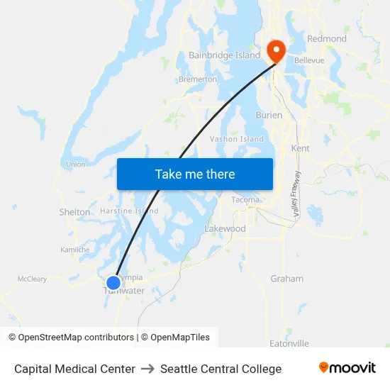 Capital Medical Center to Seattle Central College map