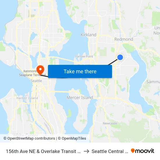 156th Ave NE & Overlake Transit Center - Bay 7 to Seattle Central College map