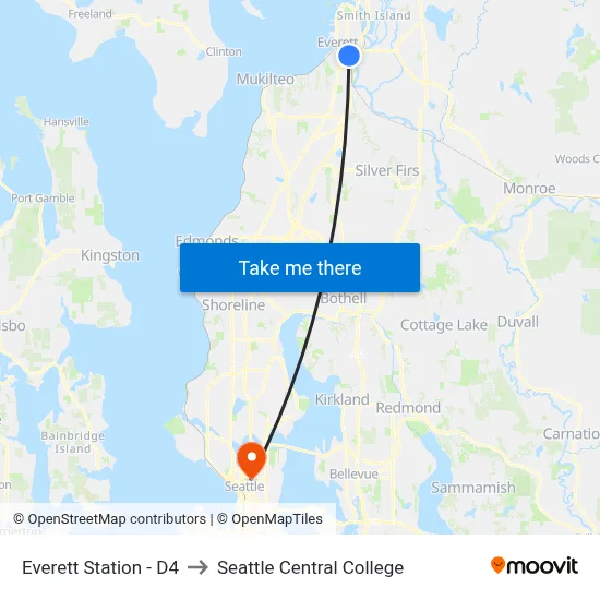 Everett Station - D4 to Seattle Central College map