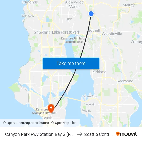 Canyon Park Fwy Station Bay 3 (I-405 Ramp & Sr 527) to Seattle Central College map