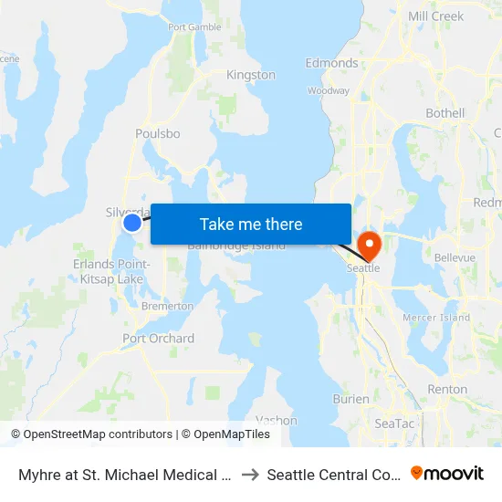 Myhre at St. Michael Medical Center to Seattle Central College map