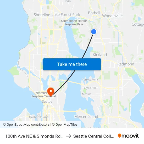 100th Ave NE & Simonds Rd NE to Seattle Central College map