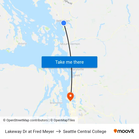 Lakeway Dr at Fred Meyer to Seattle Central College map