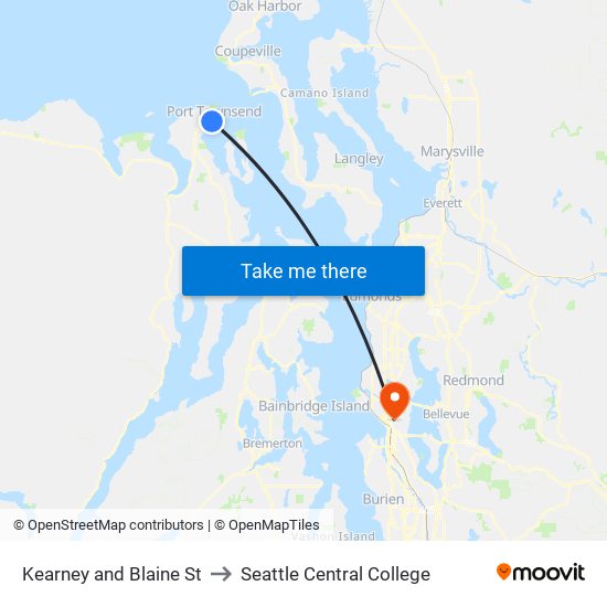 Kearney and Blaine St to Seattle Central College map