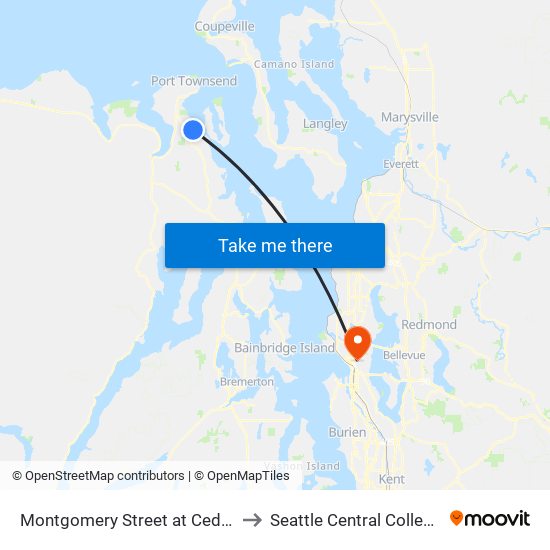 Montgomery Street at Cedar to Seattle Central College map