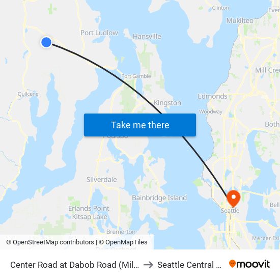 Center Road at Dabob Road (Milepost 7.67) to Seattle Central College map