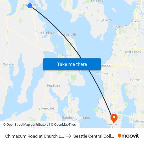 Chimacum Road at Church Lane to Seattle Central College map