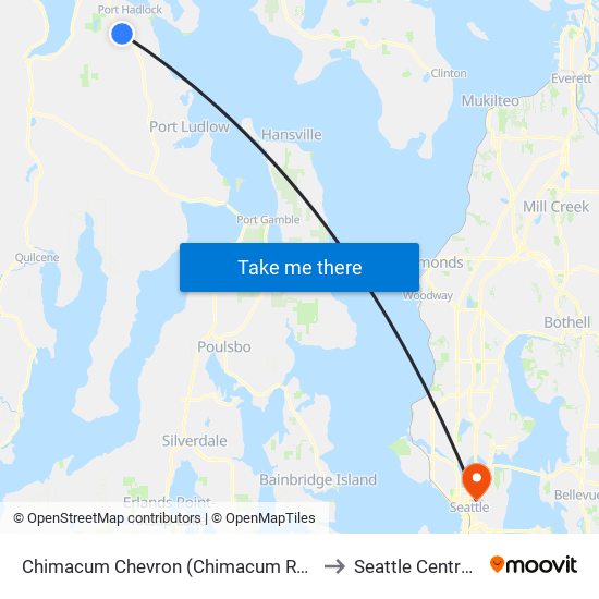 Chimacum Chevron (Chimacum Road at Highway 19) to Seattle Central College map