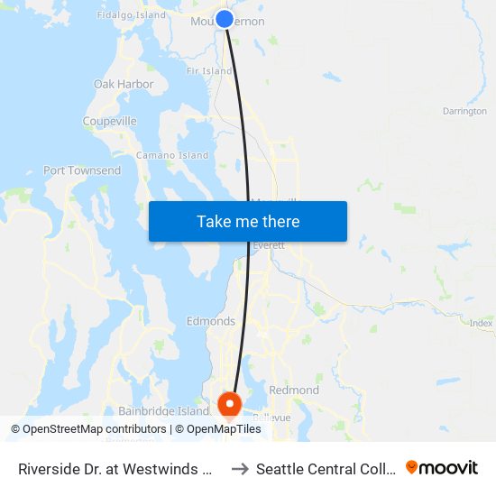 Riverside Dr. at Westwinds Motel to Seattle Central College map