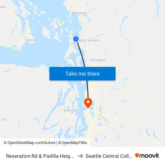 Reseration Rd & Padilla Height Rd to Seattle Central College map