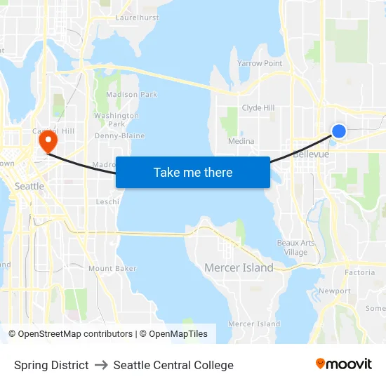 Spring District to Seattle Central College map