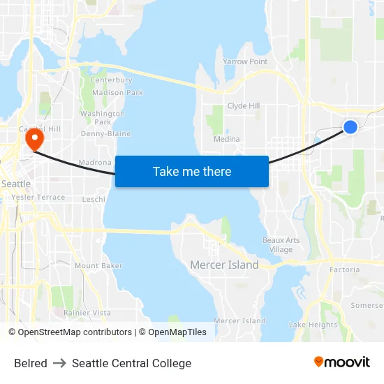 Belred to Seattle Central College map