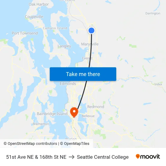 51st Ave NE & 168th St NE to Seattle Central College map