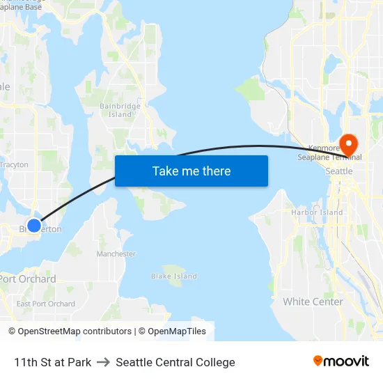 11th St at Park to Seattle Central College map