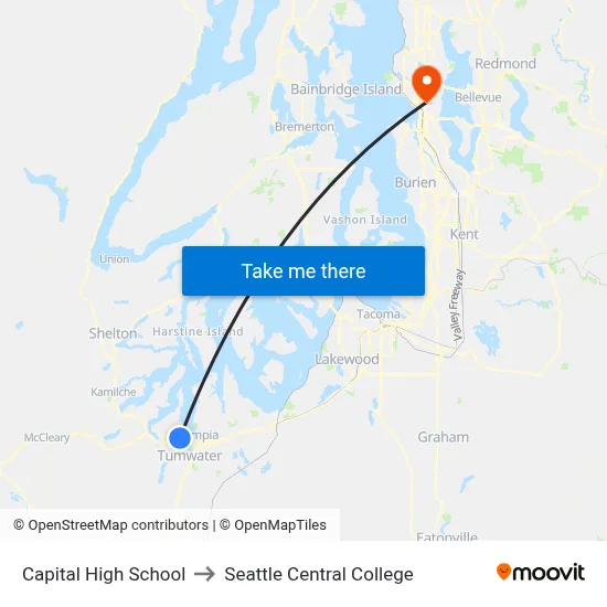 Capital High School to Seattle Central College map