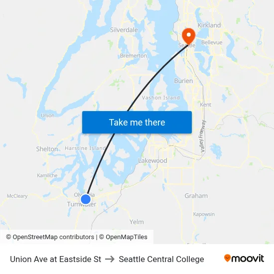 Union Ave at Eastside St to Seattle Central College map
