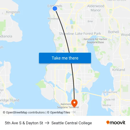 5th Ave S & Dayton St to Seattle Central College map