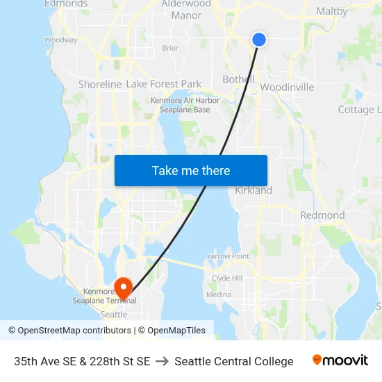 35th Ave SE & 228th St SE to Seattle Central College map