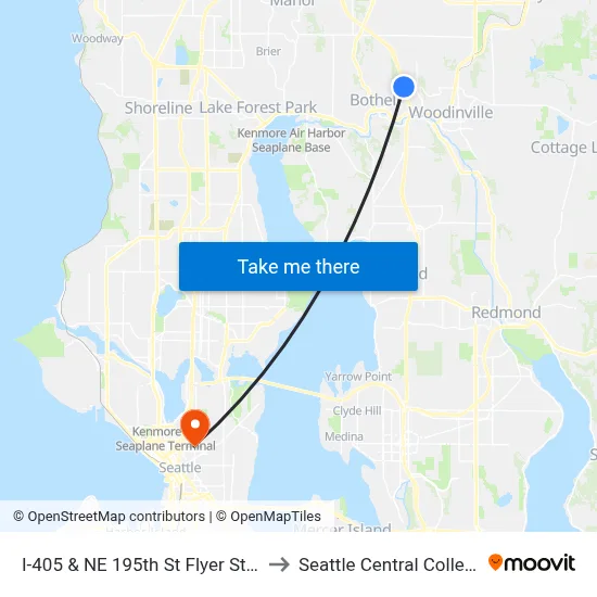 I-405 & NE 195th St Flyer Stop to Seattle Central College map