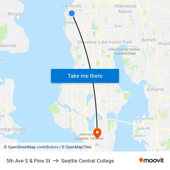 5th Ave S & Pine St to Seattle Central College map