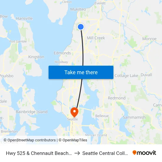 Hwy 525 & Chennault Beach Rd to Seattle Central College map
