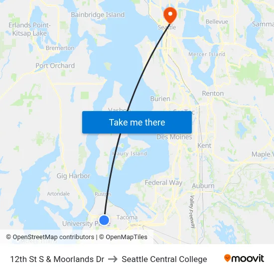 12th St S & Moorlands Dr to Seattle Central College map