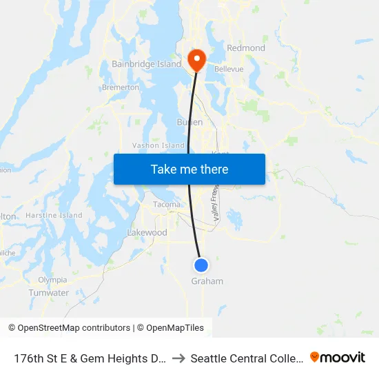 176th St E & Gem Heights Dr E to Seattle Central College map