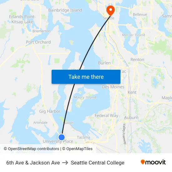 6th Ave & Jackson Ave to Seattle Central College map