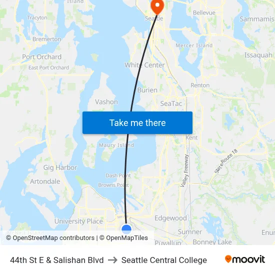44th St E & Salishan Blvd to Seattle Central College map