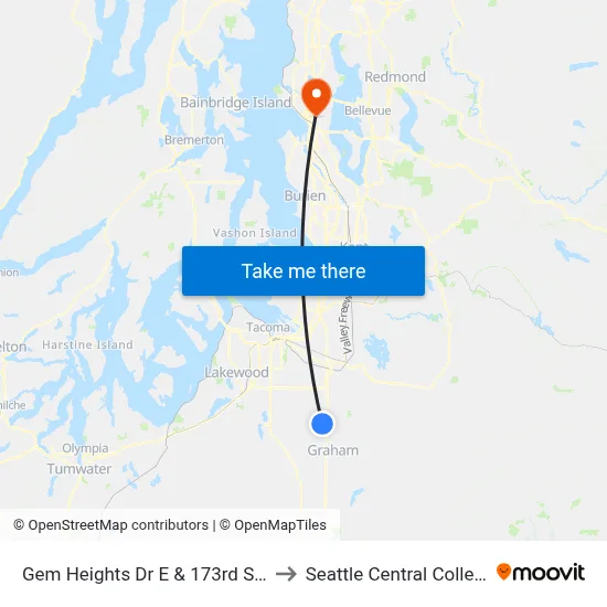 Gem Heights Dr E & 173rd St E to Seattle Central College map
