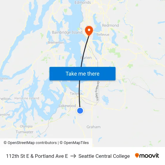 112th St E & Portland Ave E to Seattle Central College map