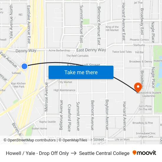 Howell / Yale - Drop Off Only to Seattle Central College map