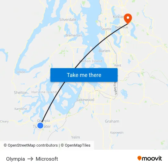 Olympia to Microsoft map