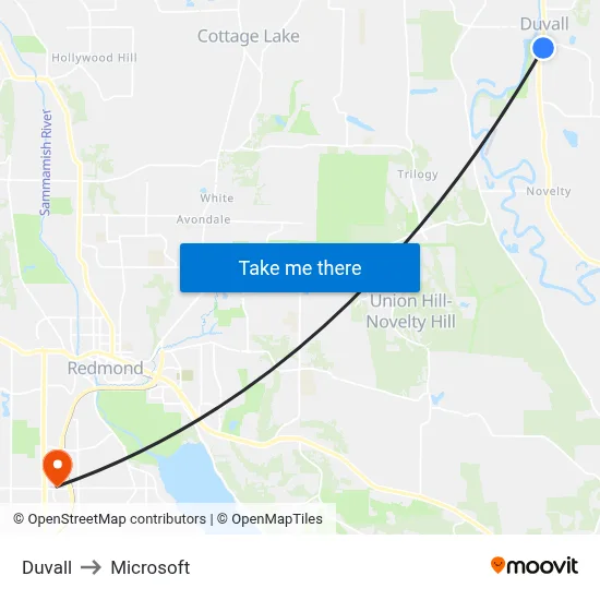 Duvall to Microsoft map