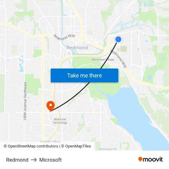 Redmond to Microsoft map
