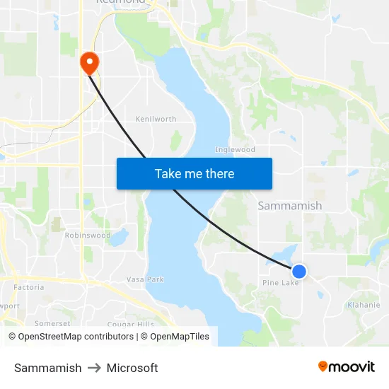 Sammamish to Microsoft map