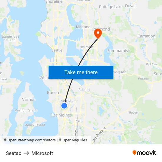 Seatac to Microsoft map