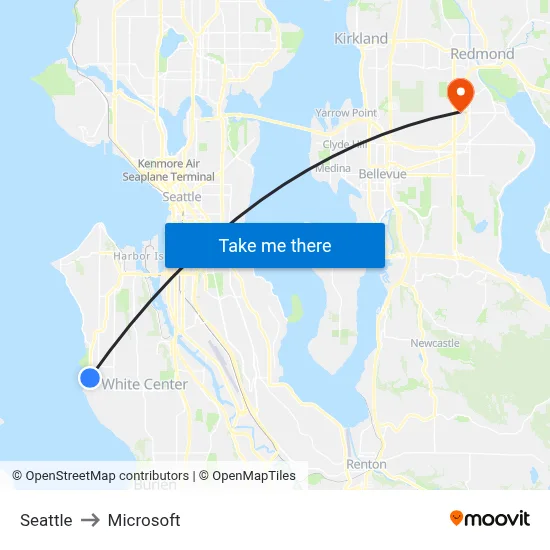 Seattle to Microsoft map