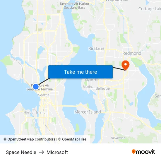 Space Needle to Microsoft map