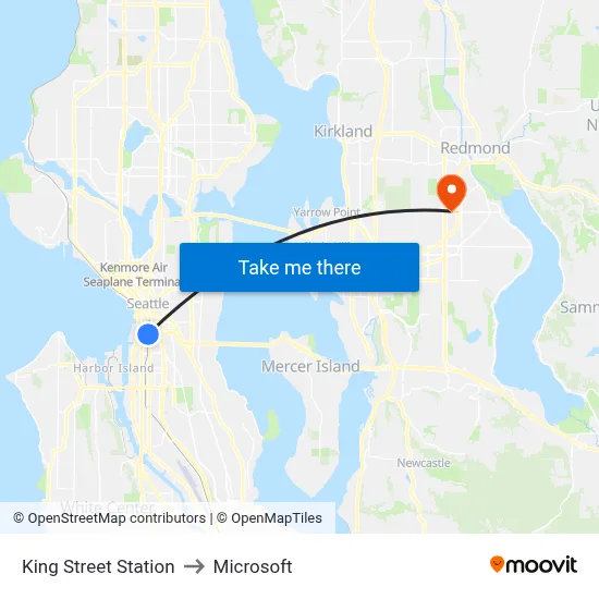 King Street Station to Microsoft map