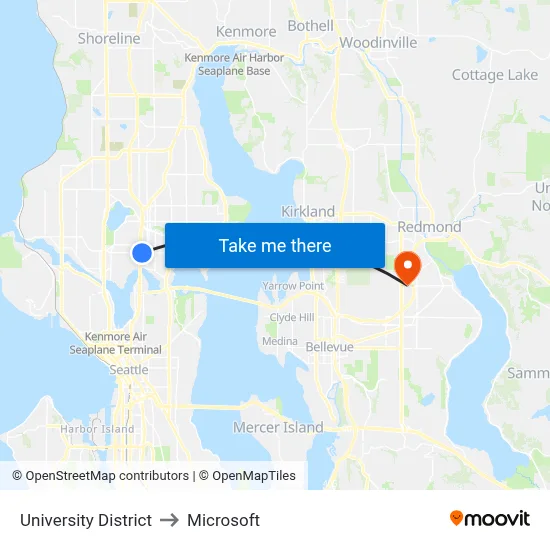 University District to Microsoft map