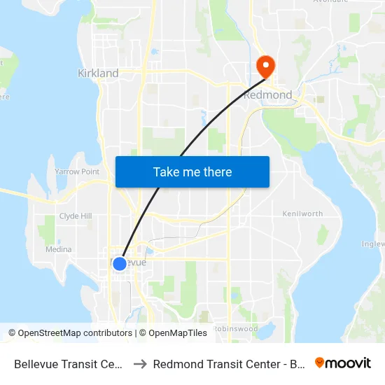 Bellevue Transit Center to Redmond Transit Center - Bay 2 map