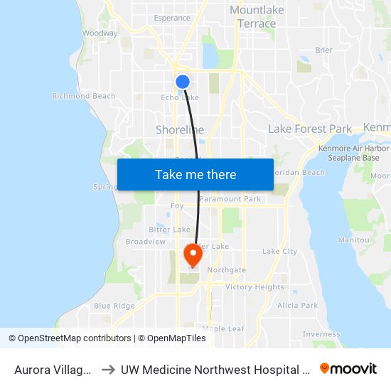 Aurora Village Transit Center - Bay 10 to UW Medicine Northwest Hospital & Medical Center (Northwest Hospital Medical Center) map