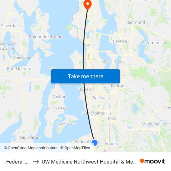 Federal Way TC - Bay 3 to UW Medicine Northwest Hospital & Medical Center (Northwest Hospital Medical Center) map